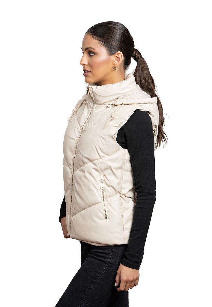 Puffa sin Manga CHG76 Ecocuero Blanco Invierno-1