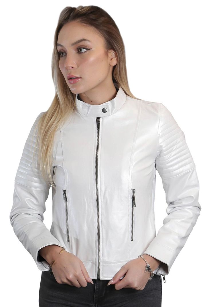 Chaqueta Cuero CHG55 Blanco-0