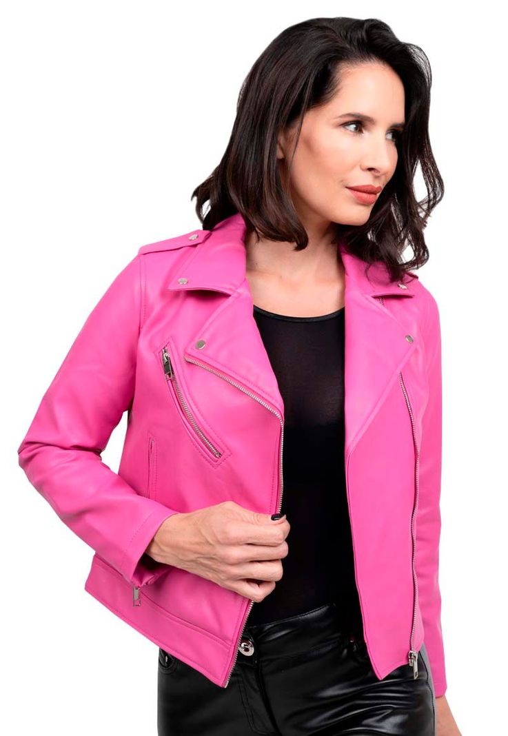 Chaqueta EcoCuero CHG67 Fucsia-1