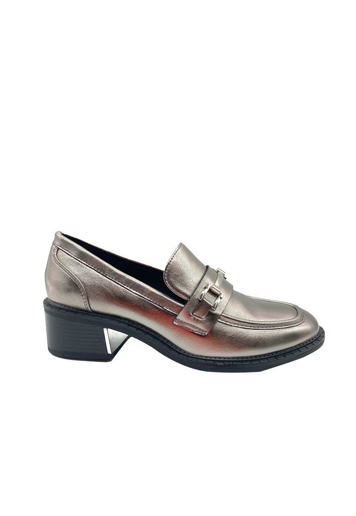 Mocasin Mujer Plata ZB006 Plateado Metalico 35