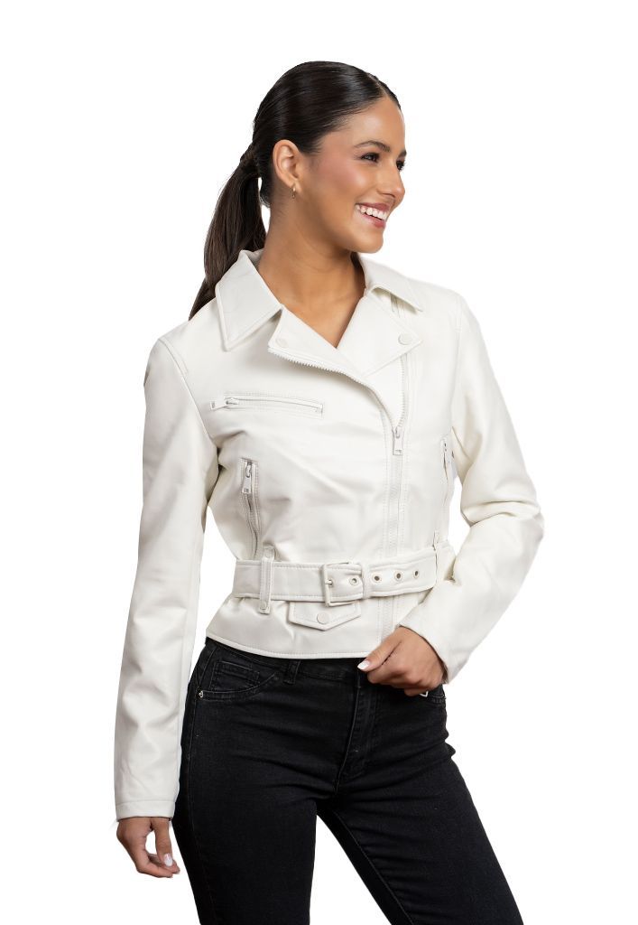 Chaqueta CHG82 Ecocuero Blanco-1