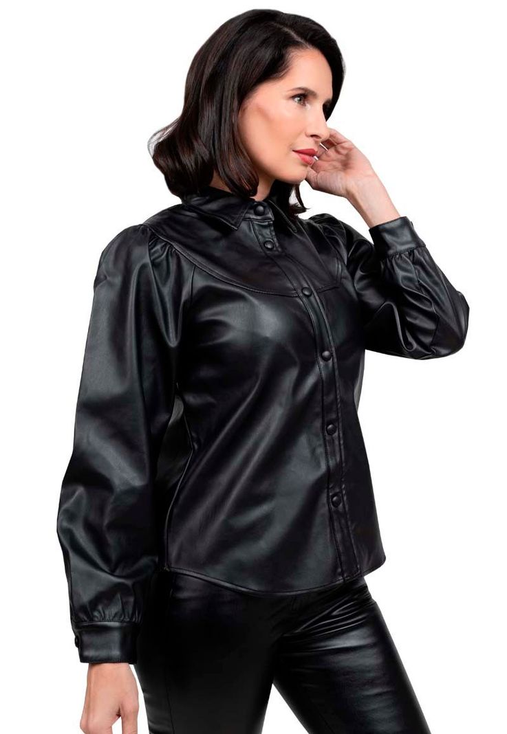 Camisa EcoCuero CHG62 Negro-1