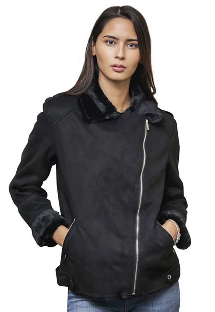 Chaqueta de Gamuza Ecológica CHG05 Negro-1