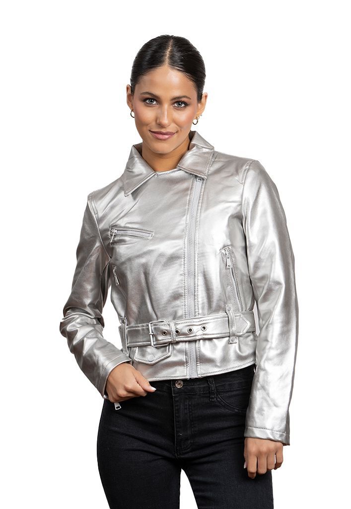 Chaqueta CHG82 Ecocuero Plateado-0