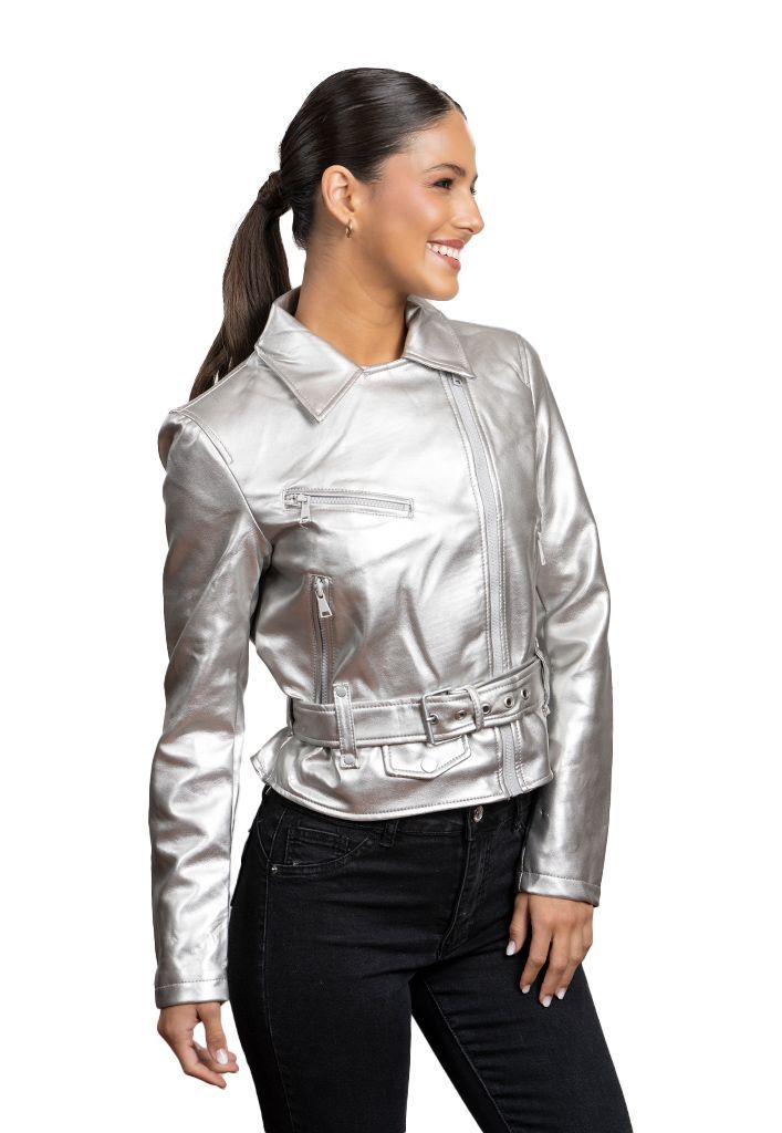Chaqueta CHG82 Ecocuero Plateado-1
