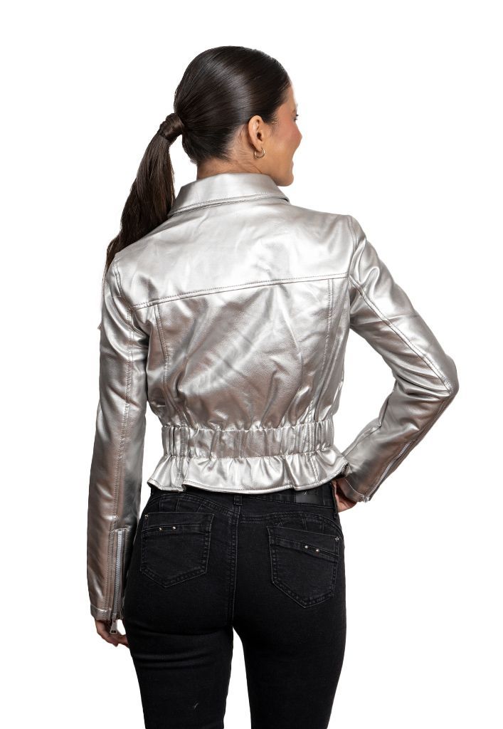 Chaqueta CHG82 Ecocuero Plateado-2