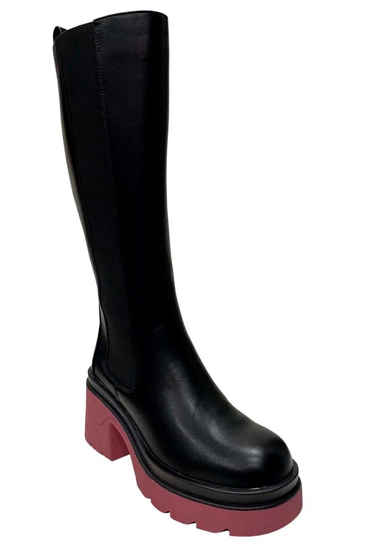 Bota Ecocuero ZAZ66 Negro Rosado-1