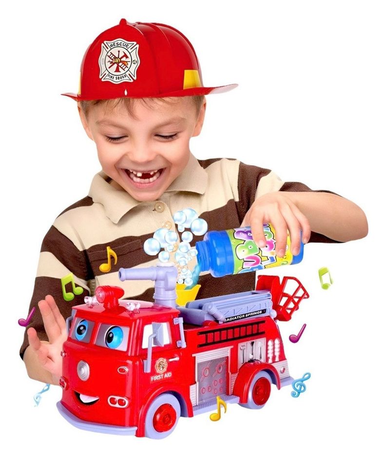 Camion De Bomberos Juegos De Niños Juguetes Lanza Burbujas-0