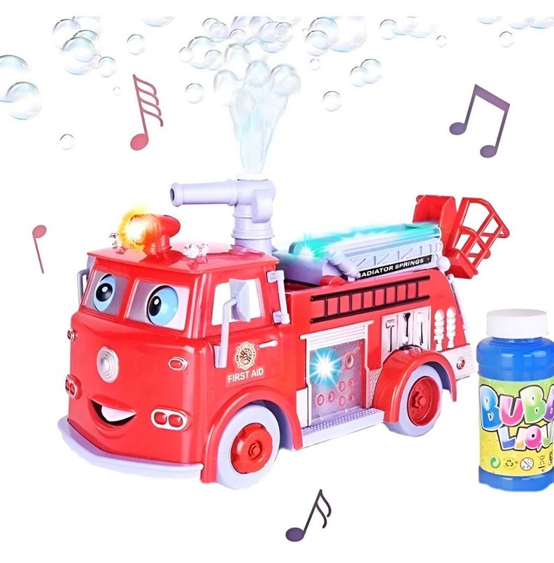 Camion De Bomberos Juegos De Niños Juguetes Lanza Burbujas-1