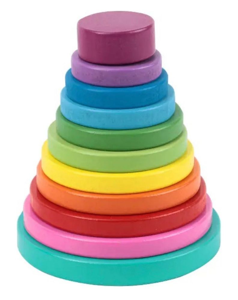 Juego 2 En 1 Apilable Tangrama Madera Torre Niños Montessori Color Multicolor-0