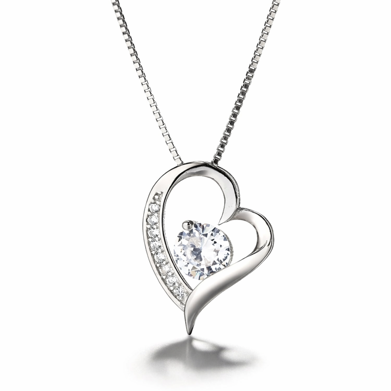 Collar Plata 925 Corazón con Circón Central