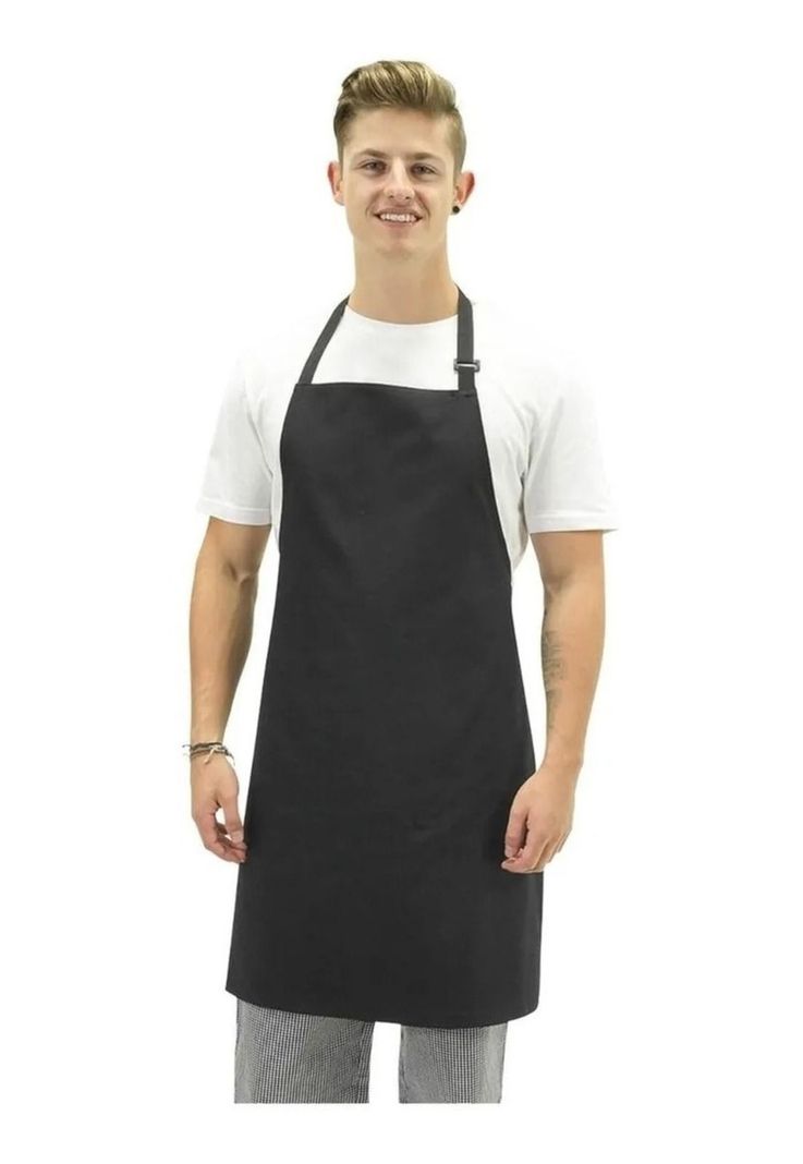 Pechera Delantal Negro Cocina Gastronomia Unisex-0