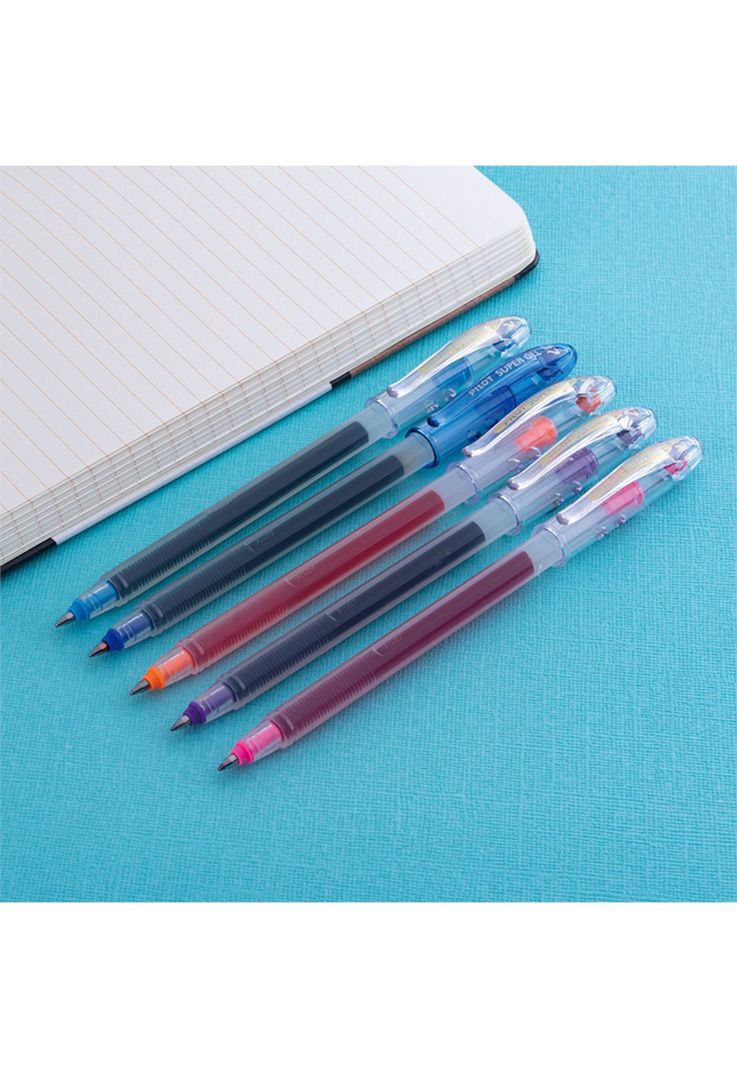 Set Lápiz Tinta 0.7 Super Gel Pilot 5 Colores-2