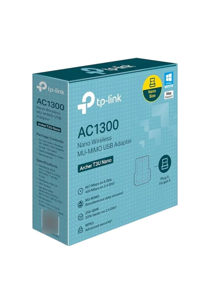 Adaptador Usb Inalambrico Wifi Tplink Archer T3u Nano Ac1300-0