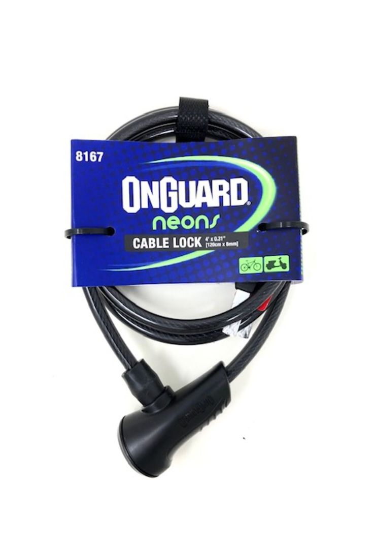 Candado On Guard C/Llave 120 x 8mm Negro-0