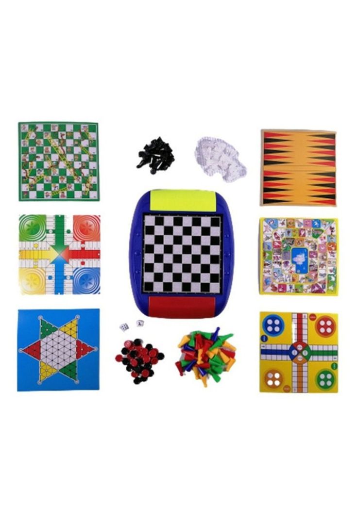 Juego De Mesa 7 X 1 Damas | Ajedrez | Backgammon | Ludo | Es-0
