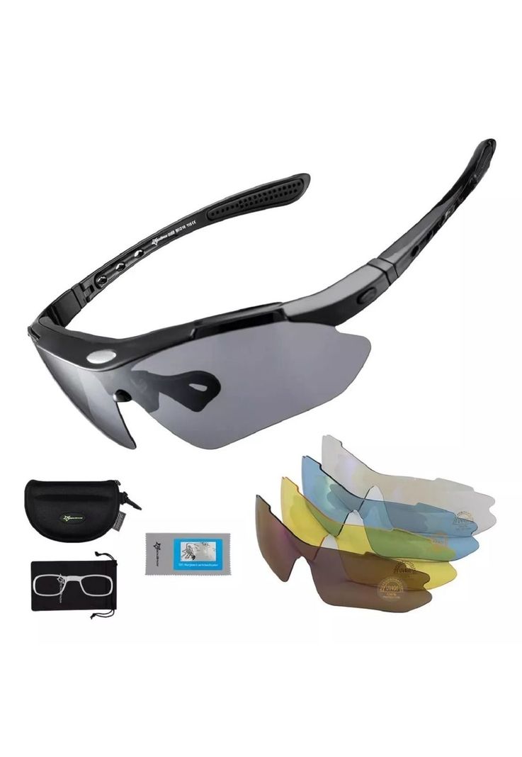 Lentes Tacticos 5 Micas Ciclismo | Airsoft | Paintball Negro