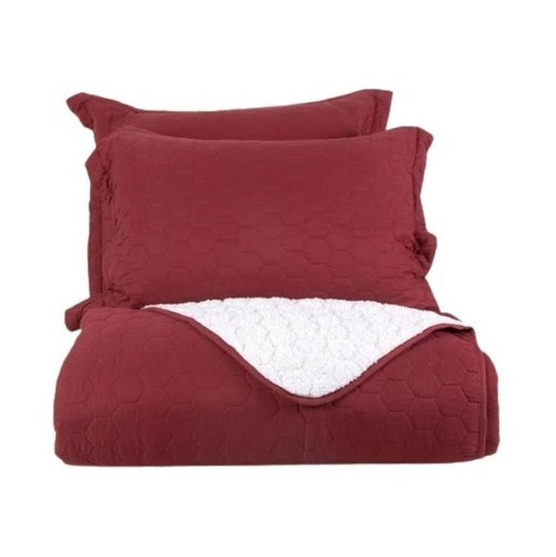 Plumon Quilt 2 Plazas Sherpa Burdeo Mashini-0