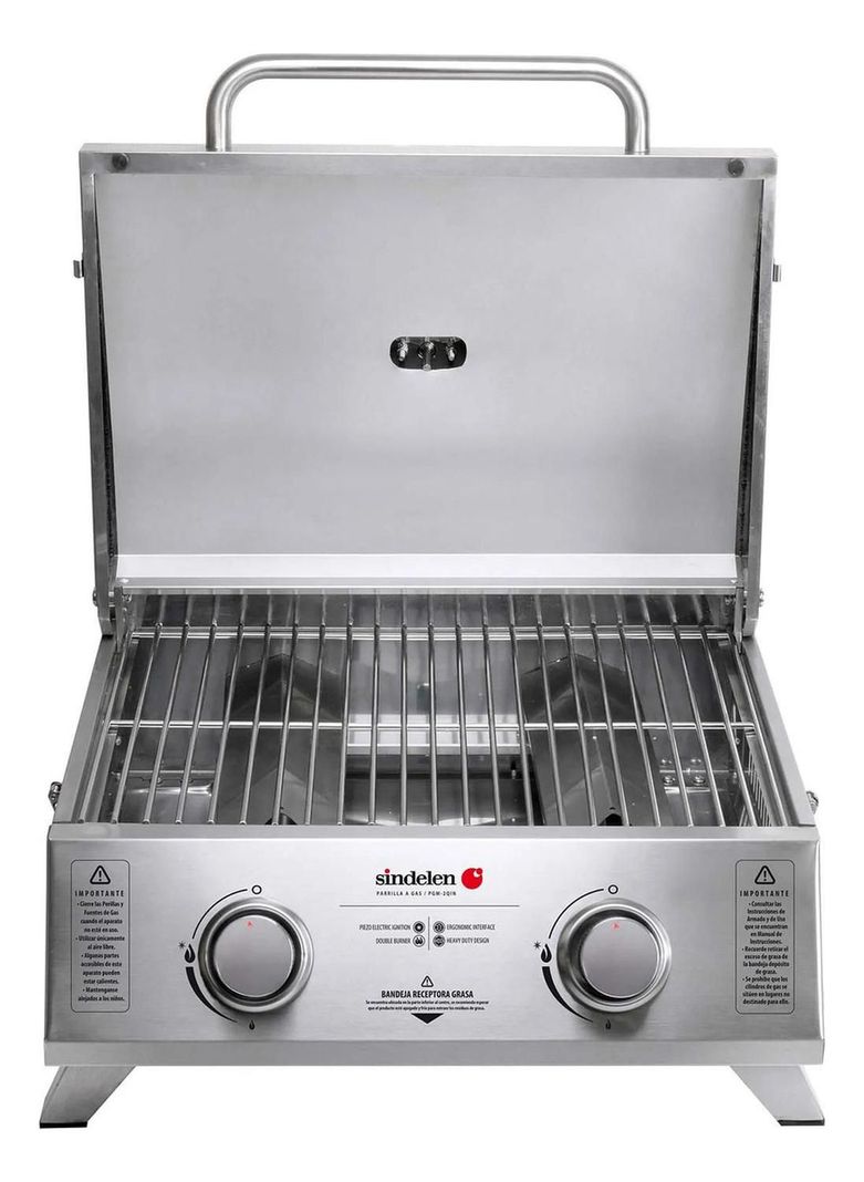 Parrilla A Gas Sindelen 2 Quemadores Pgm-2qin Inox-0