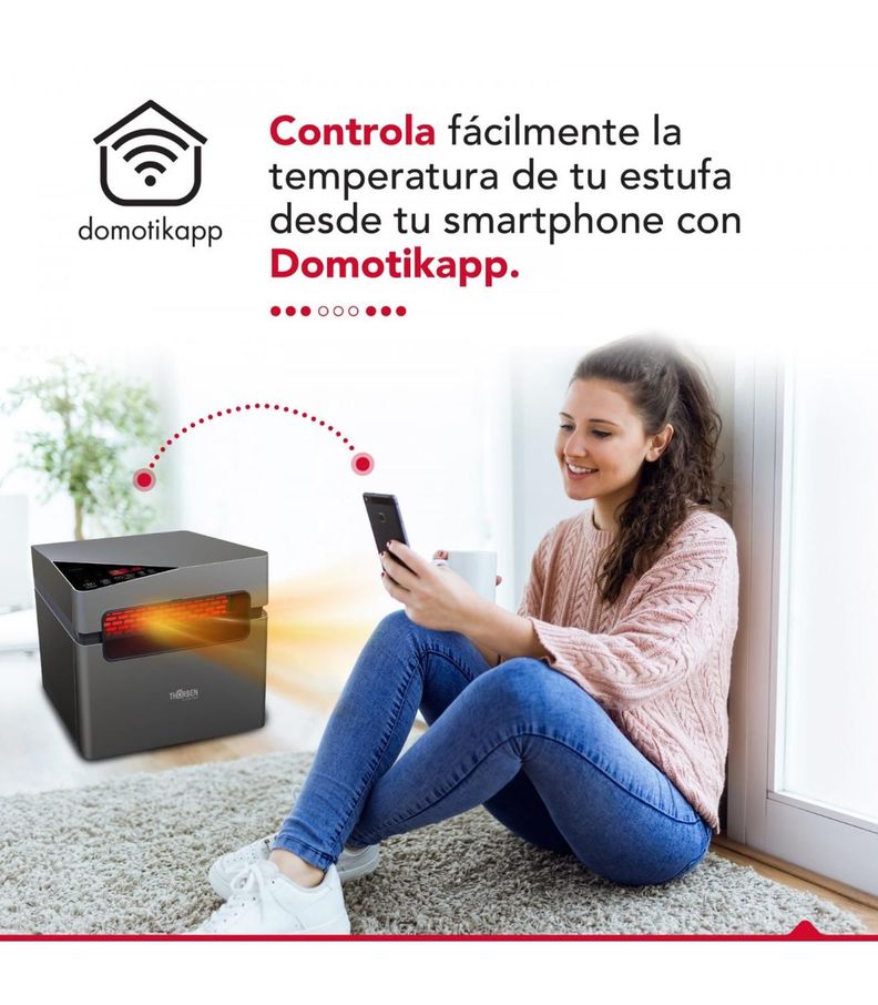 Estufa Eléctrica Infrarroja 2 en 1 Thor Silver 1500W Wifi-2