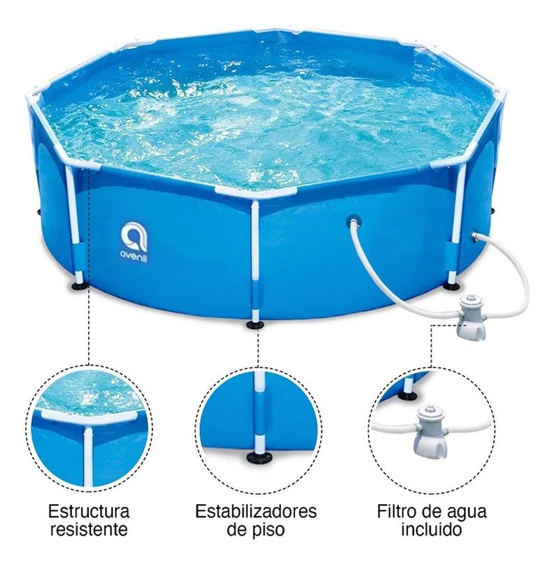 Piscina Con Filtro 6125 L 76x360 Cm Celeste-1