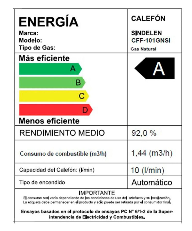 Calefón Sindelen Gas Natural Tiro Forzado Cff-101gnsi-3