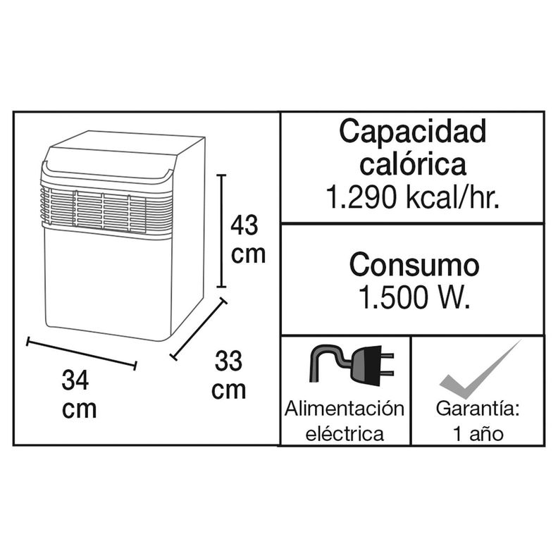Estufa Eléctrica Infrarroja WIFI 1500 W Infrarrojo IRHS-5