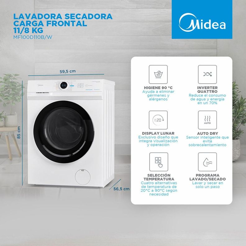 Lavadora Secadora Midea MF100D110B W 11-8 Kg-8