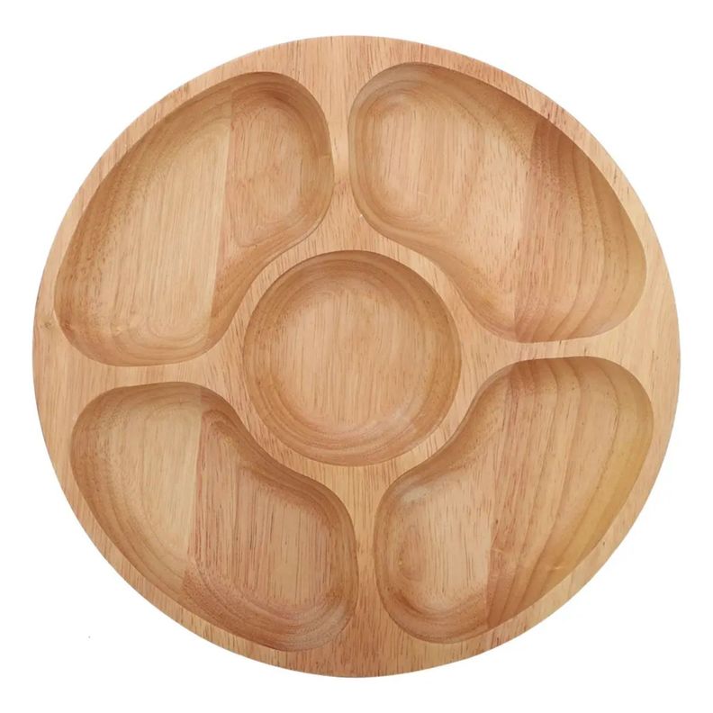 Tabla Picoteo Bamb Redonda 5 Divisiones 25cm