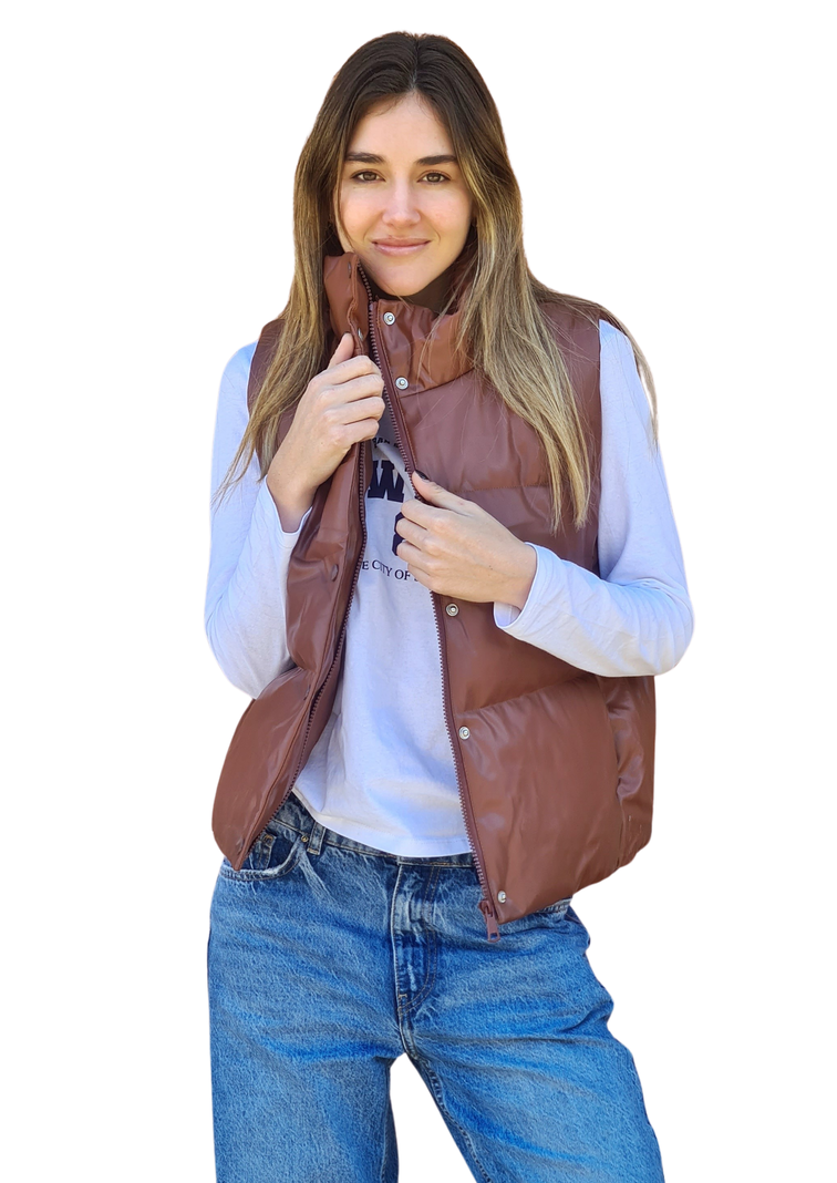 Chaqueta Puffer Sin Mangas MLK Casual Cafe Mujer-0
