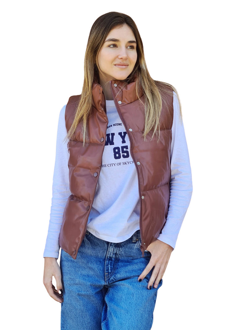 Chaqueta Puffer Sin Mangas MLK Casual Cafe Mujer-1