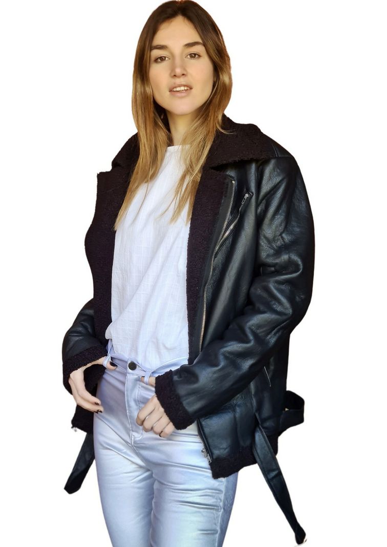 Chaqueta Ecocuero MLK Casual Negra Mujer-0
