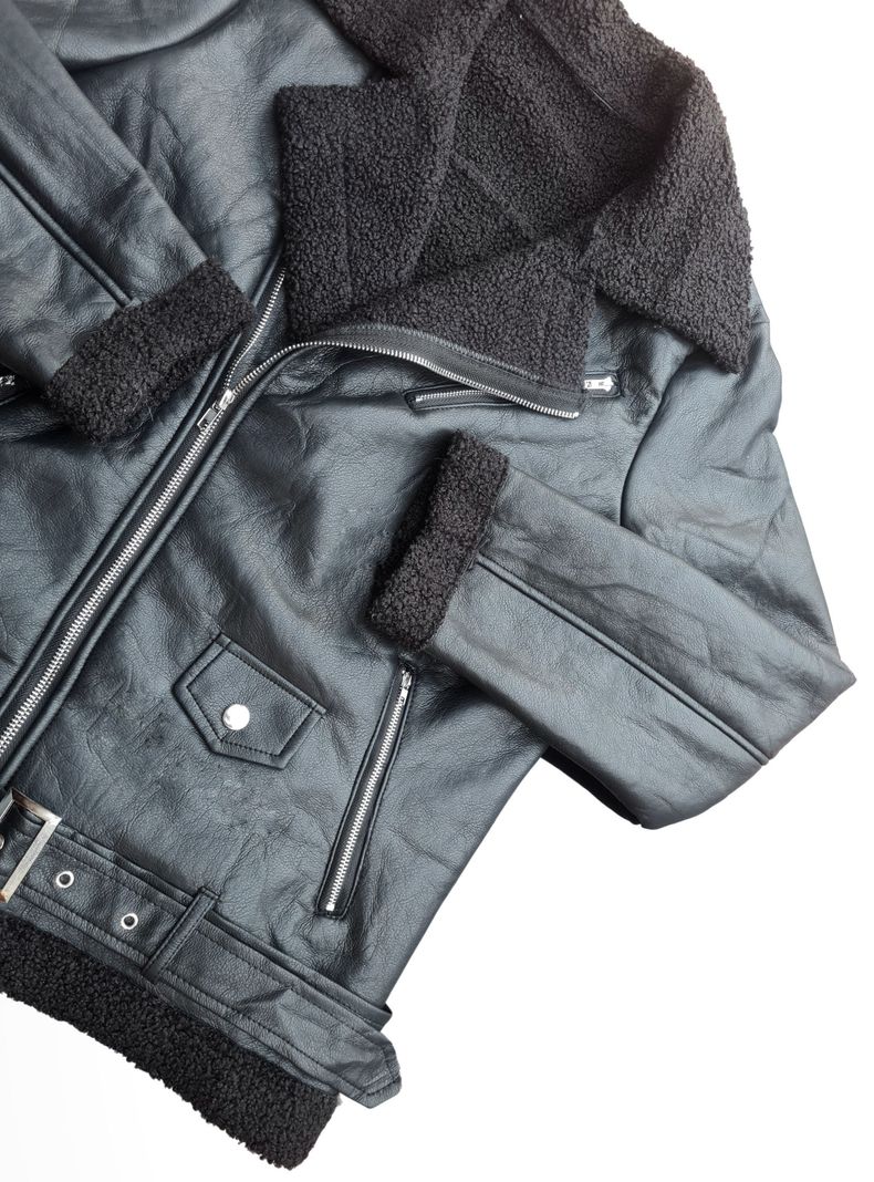 Chaqueta Ecocuero MLK Casual Negra Mujer-4