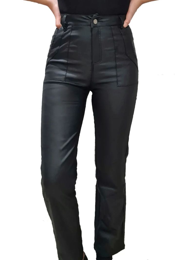 Pantalon MLK Recto Ecocuero Negro  Mujer-0