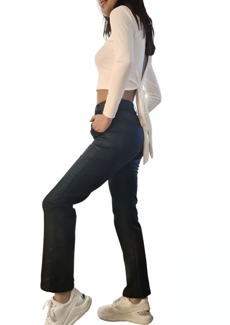 Pantalon MLK Recto Ecocuero Negro  Mujer-1