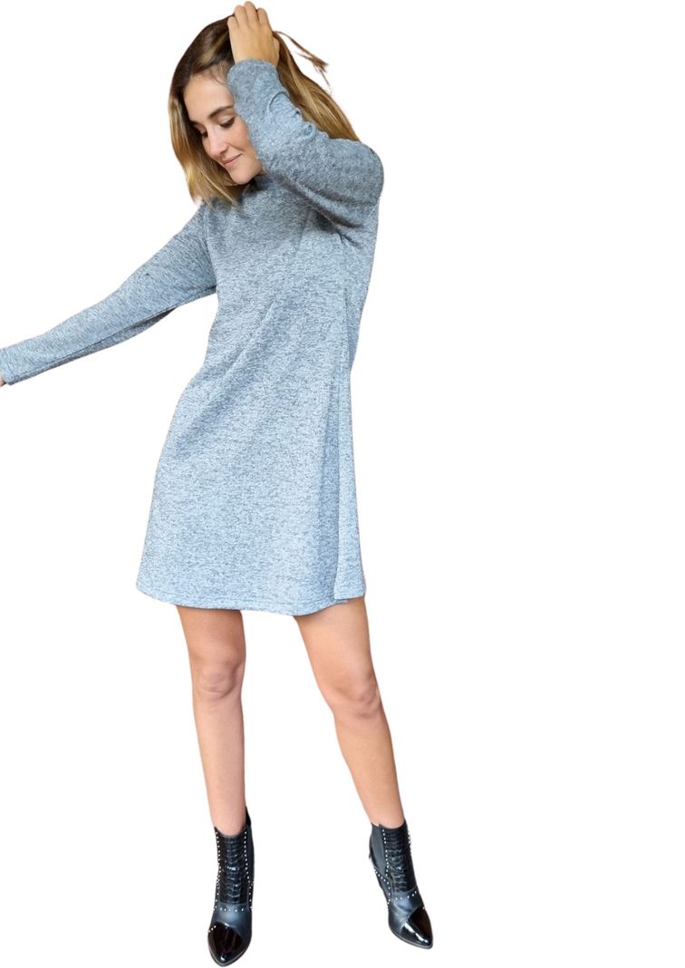 Vestido Corto Lanilla Gris  Casual Mujer MLK-1