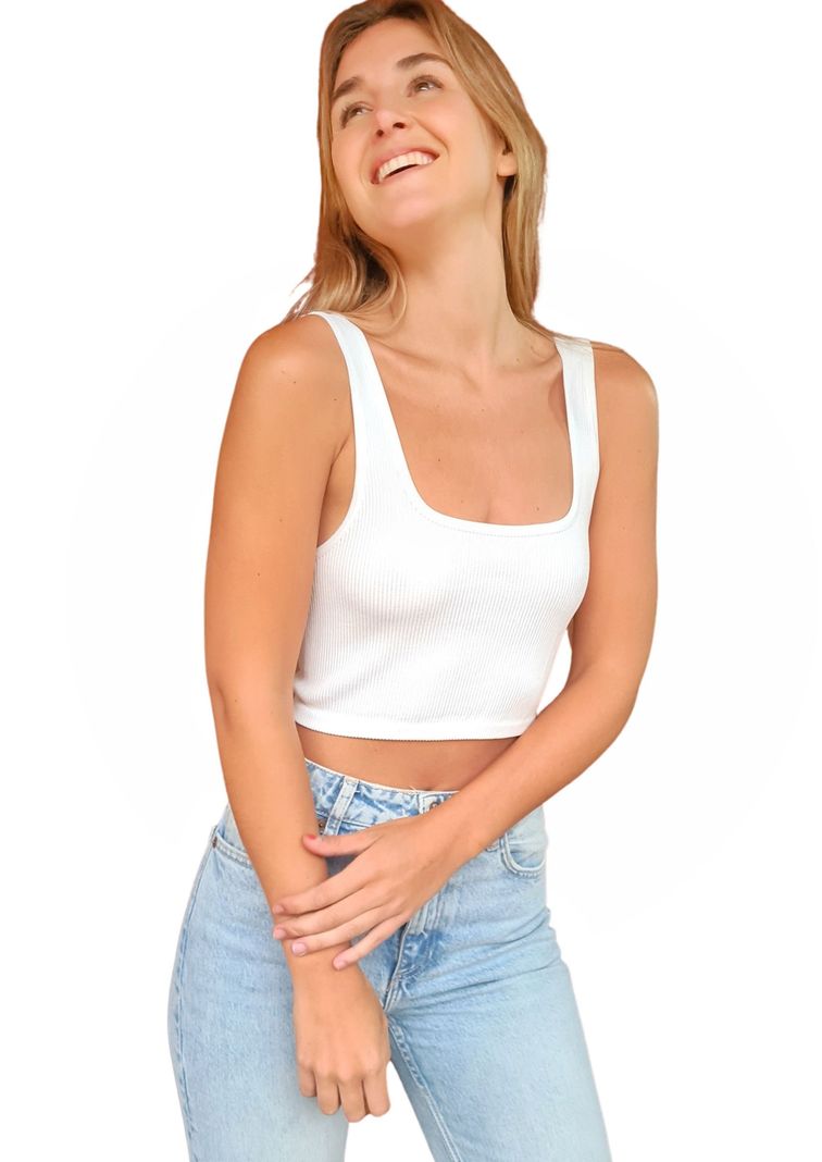 Top Basico Algodon MLK Casual Blanco Mujer-1