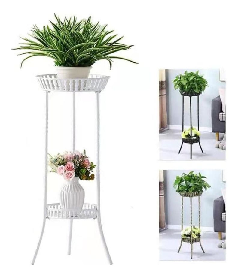 Macetero Maceta Pedestal Para Maceteros 2 Niveles Blanco