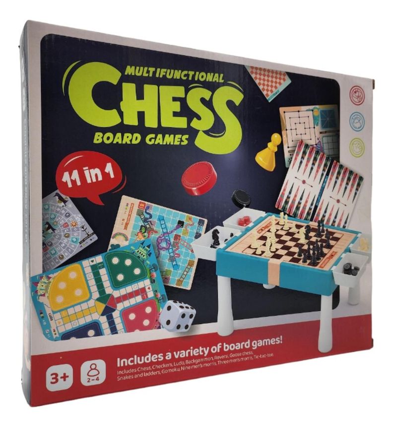 Tablero De Juego 11 En 1 Ajedrez Ludo Serpientes Y Escaleras-0