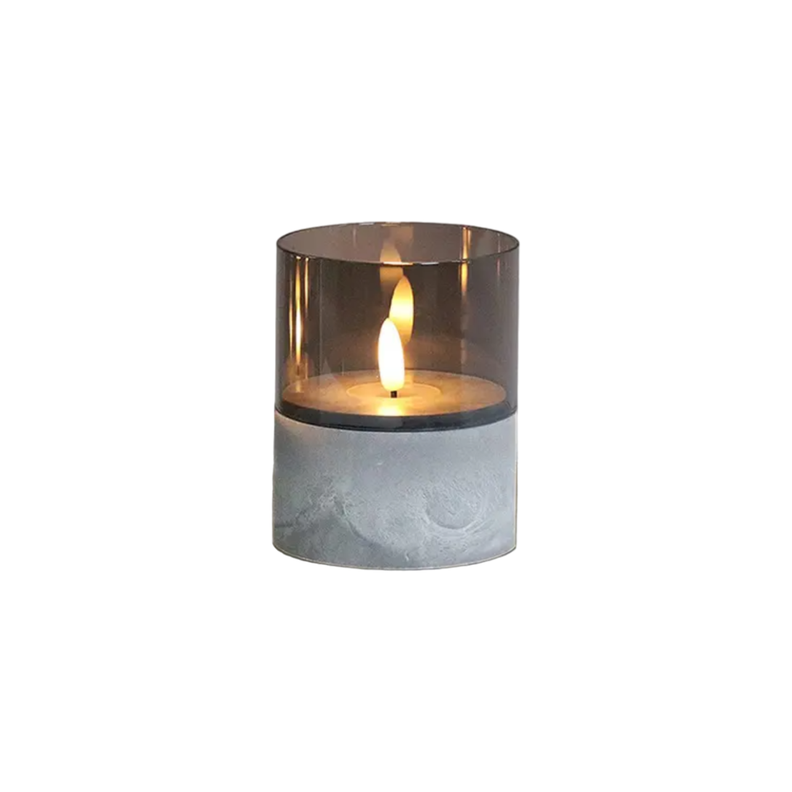 Vela Artificial De Cristal Con Efecto Llama Blanca Luz Led S