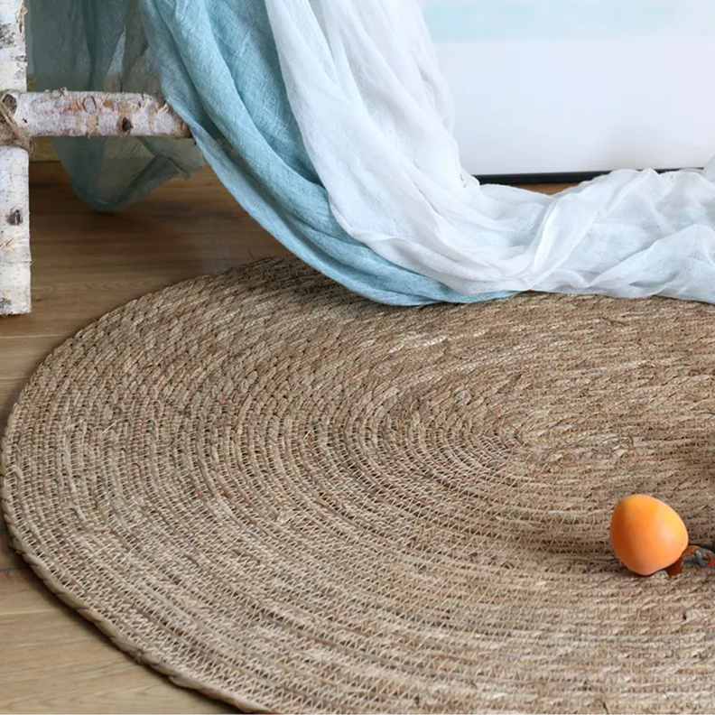 Alfombra De Yute Tradicional Rustica Ovalada Color Natural S-3