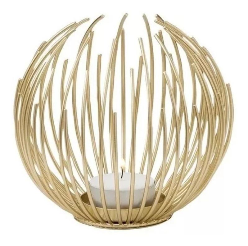 Candelabro Porta Vela Dorado Estilo Nórdico Decorativo
