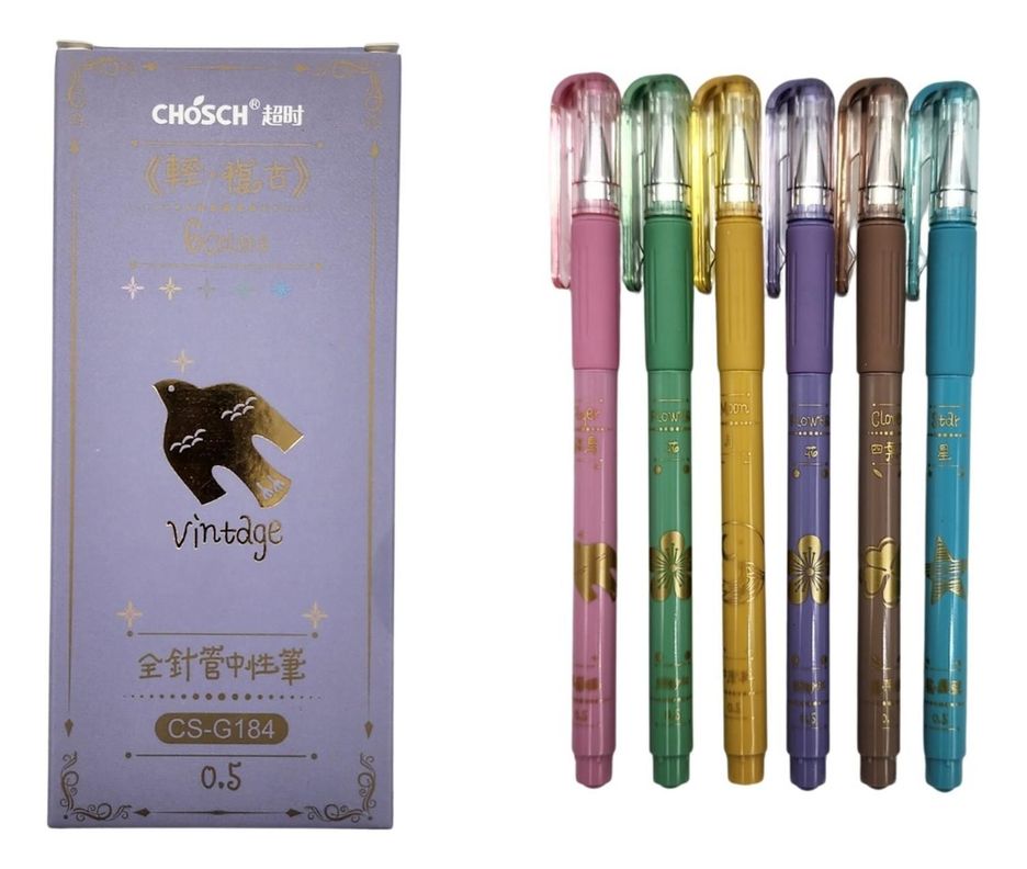 Set Lapices Gel Vintage Punta 0.5 Mm Set 6 Colores-0