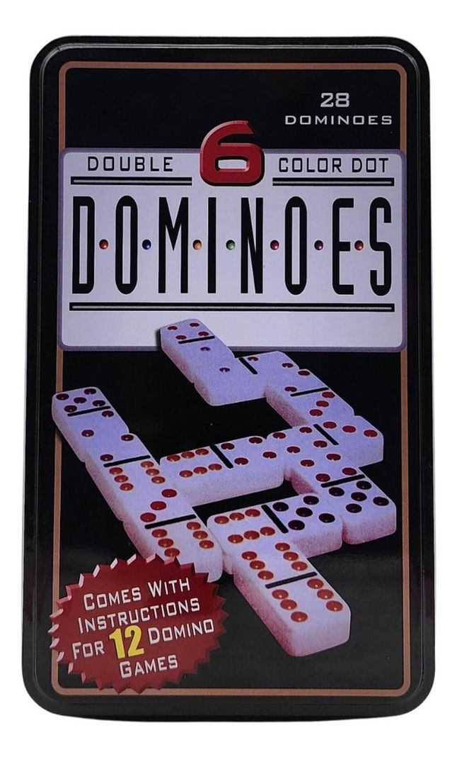 Domino Chancho 6 Juego Dominó Caja Metálica 26 Piezas Color-1