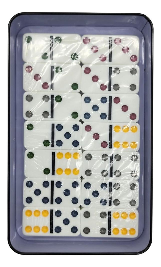Domino Chancho 6 Juego Dominó Caja Metálica 26 Piezas Color-2