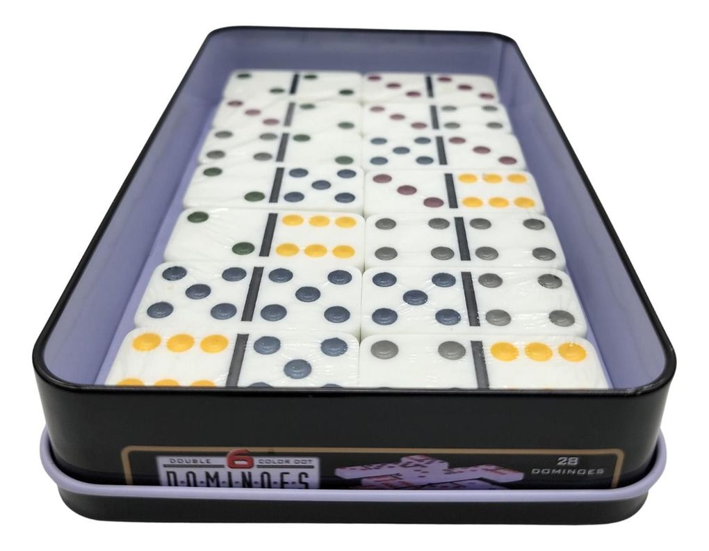 Domino Chancho 6 Juego Dominó Caja Metálica 26 Piezas Color-3