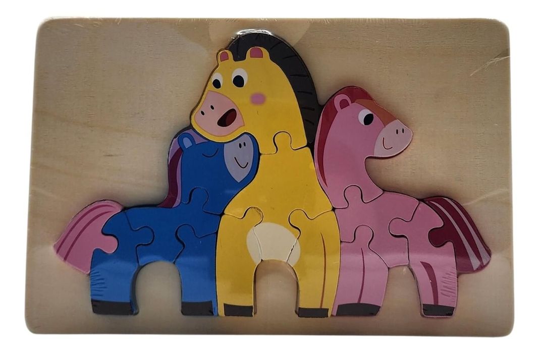 Puzzle Juego De Madera Animales Caballitos Juguete Educativo-0