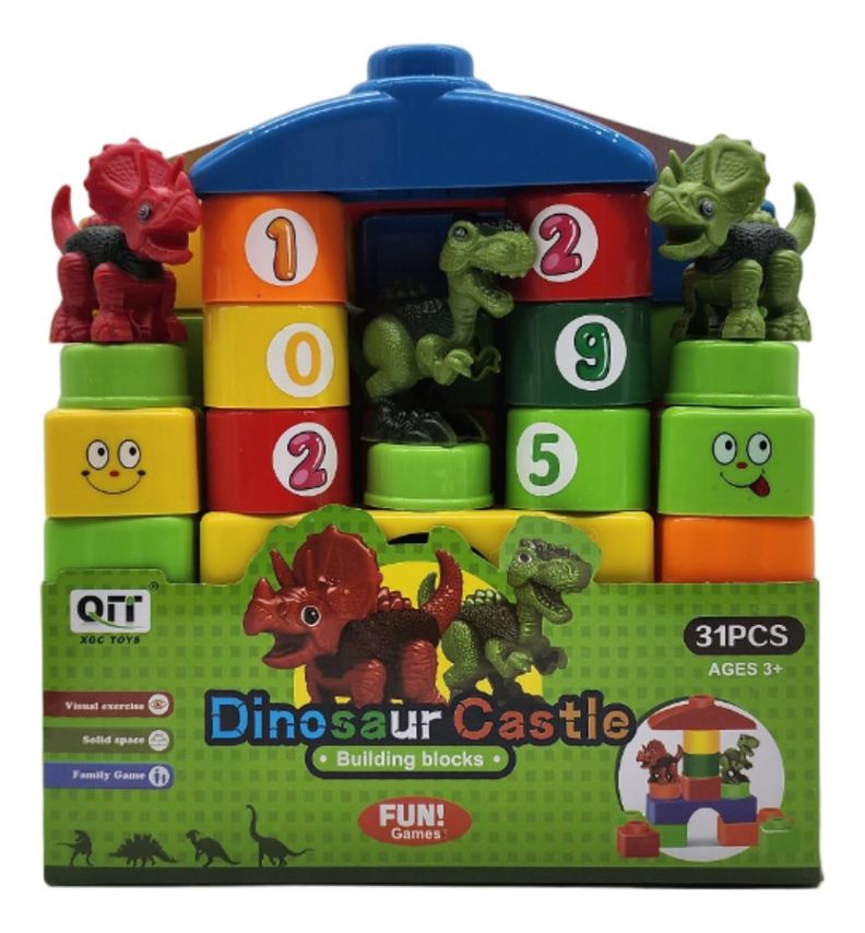 Set Bloques Y Dinosaurios Grande 31 Piezas Con Bolso Estuche-2