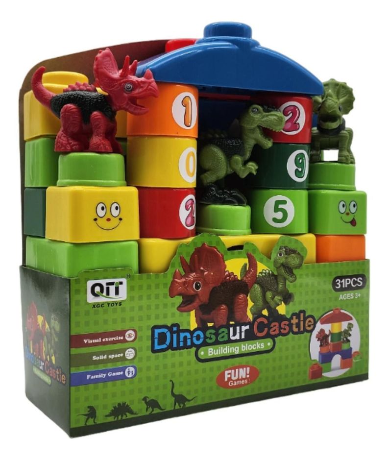 Set Bloques Y Dinosaurios Grande 31 Piezas Con Bolso Estuche-3
