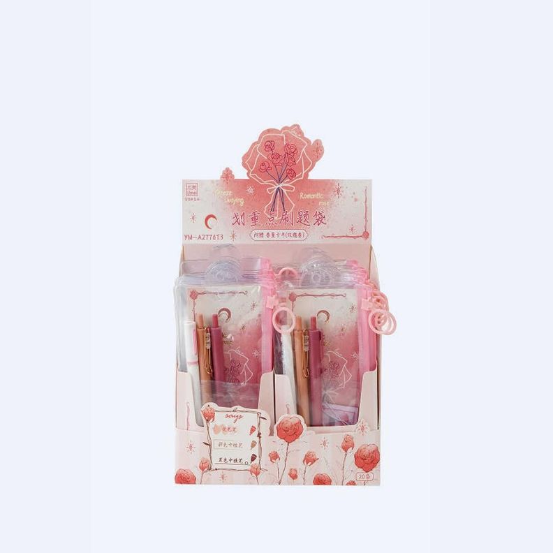 Set 3 Lapices Con Estuche Rosado Mas Accesorio Regalo-5